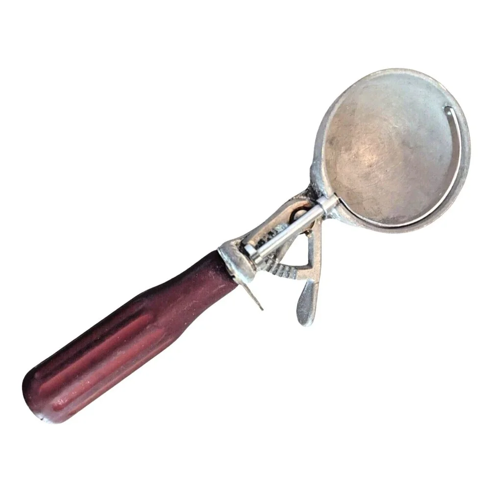 Ice Cream Scoop by Peerless 8.75-in Metal Red Wood Handle Working Vintage 1950s